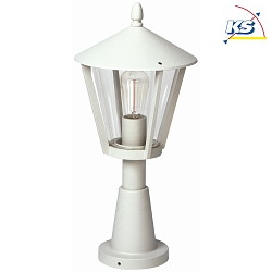 Pedestal luminaire Country style modern Type No. 0529, IP44, 56.5cm, E27 QA55 max. 57W, cast alu / acrylic glass clear, white