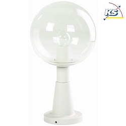 Pedestal luminaire Type No. 0538, with glass ball  25cm, E27, white / clear glass