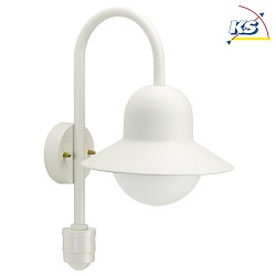 Outdoor Wall luminaire Type No. 0662 with motion sensor (Type No. 0661), IP44, E27 QA55 max. 57W, cast alu / glass, white