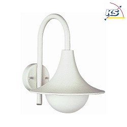 Auenwandleuchte Typ Nr. 0669, mit Bogenarm, IP44, E27 QA55 max. 57W, Alu-Guss / Opalglas, Wei