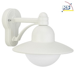 Outdoor Wall luminaire Country style Hat shape round Type No. 1850, IP44, E27 QA55 max. 57W, cast alu / glass, white matt