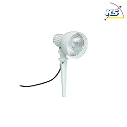 Ground spike spot Type No. 2123, IP54, E27 PAR38, max.120W, rotatable and swiveling, incl. 250cm connector cable, white