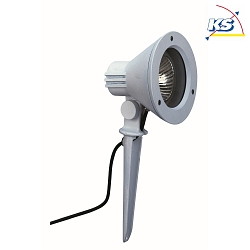 Ground spike spot Type No. 2156, IP54, E27 PAR30 max. 75W, rotatable and swiveling, cast alu / safety glass, white