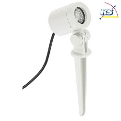 Ground spike spot Type No. 2197, IP54, GU10 PAR16 max. 50W, swiveling, cast alu / glass, incl. connector cable, white matt