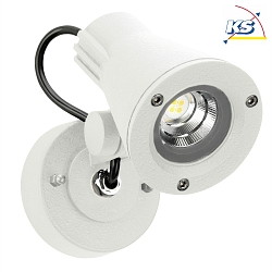 LED Auenwand-Strahler Typ Nr. 2353, IP54, 8W 3000K 800lm 30, verstellbar, dimmbar, mit Steckerkabel, Wei matt