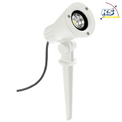 LED Ground spike spot Type No. 2354, IP54, 230V AC/DC, 8W 3000K 800lm 30, rotatable, swiveling, connector cable, white matt
