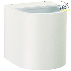 LED Auenwand-Strahler Typ Nr. 2402, Up/Down, breit/breit, Rund, IP44, 230V, 2x 6.7W 3000K 600lm, Glas, Wei