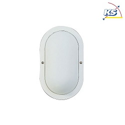 Outdoor Wand- und Deckenleuchte Typ Nr. 6037, oval, IP44, E27 QA55 max. 57W, Alu-Guss / Opalglas, Wei matt