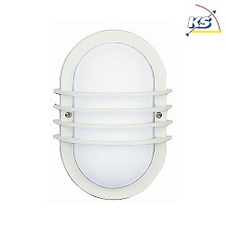 Outdoor Wand- und Deckenleuchte Typ Nr. 6046, oval mit Querstreben, IP44, E27 QA55 max. 57W, Alu-Guss / Opalglas, Wei matt