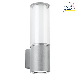 Outdoor Wall luminaire Type No. 0321, IP44, E27 max. 20W, with lower light GU10 PAR16 max. 50W, stainless steel, silver matt
