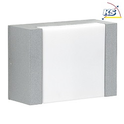 LED Outdoor Wall luminaire Type No. 0331, flat light distributor, 5W 3000K 480lm, cast alu, acrylic glass, dimmable, silver