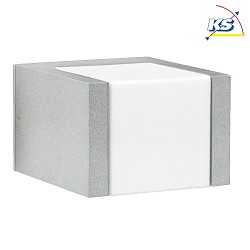 LED Outdoor Wall luminaire Type No. 0332, long light distributor, 5W 3000K 480lm, cast alu / acrylic glass, dimmable, silver