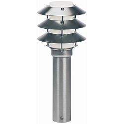 Pedestal luminaire Type No. 0500, with 3 Pagoda roofs, 50cm, IP44, E27 QA55 max. 57W, stainless steel