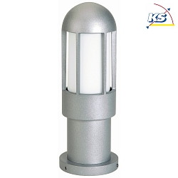 Sockelleuchte Typ Nr. 0521, IP44, Hhe 40.5cm, E27 QA55 max. 57W, Alu-Guss / Opalglas, Silber matt