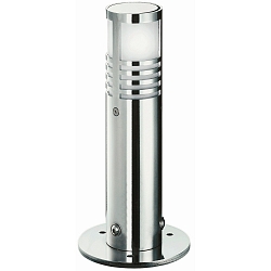 Pedestal luminaire Type No. 0557, IP44, height 25cm, G9 QT14 max. 40W, stainless steel / borosilicate glass satined