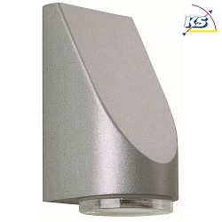 LED Auenwandleuchte Typ Nr. 0671, IP43, 230V, 4.5W 3000K 330lm, Alu-Guss / Blasenglas klar, Silber matt