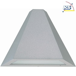 Auenwandleuchte Typ Nr. 0673, Trapezform, IP44, E27 QA55 max. 57W, Alu-Guss / Glaseinsatz satiniert, Silber matt