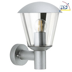 Auenwandleuchte Typ Nr. 1854, IP54 IK08, E27 QA55 max. 57W, Aluminium / Kunststoff klar, schlagfest, Silber matt