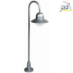 Wegeleuchte Typ Nr. 2005, Hhe 120cm, IP44, E27 QA55 max. 75W, Alu-Guss / Opalglas, Silber matt
