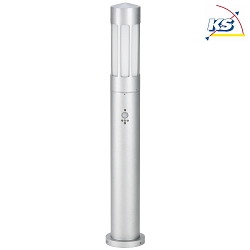 Bollard light Type No. 2249 with motion detector (Typ 2019), IP44, 90cm, E27 QA55 max. 57W, cast alu / opal glass, silver