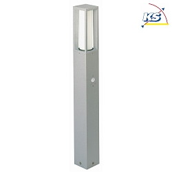 Pollerleuchte Typ Nr. 2066 mit Bewegungsmelder 90, IP44, Hhe 90cm, E27 max. 20W (LED), Alu-Guss / Opalglas, Silber matt