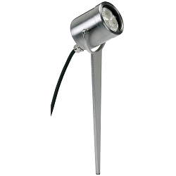LED Ground spike spot Type No. 2112, IP54, 230V AC/DC,  4.5W 3000K 330lm 30, swiveling 120, stainless steel / glass clear