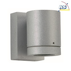 Auenwand-Strahler Typ Nr. 2193 - 1-seitig, IP54, GU10 PAR16 max. 50W, drehbar 330, Alu-Guss / Borosilikatglas, Silber matt
