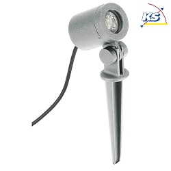 Ground spike spot Type No. 2197, IP54, GU10 PAR16 max. 50W, swiveling, cast alu / glass, incl. connector cable, silver matt