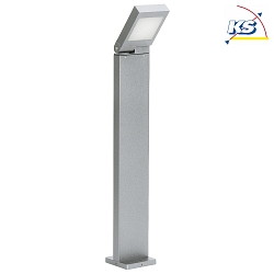 LED Pollerleuchte Typ Nr. 2296, IP44, Hhe 90cm, 14W 3000K 1400lm, schwenkbar 90 stufenlos, Alu-Guss / Opalglas, Silber matt