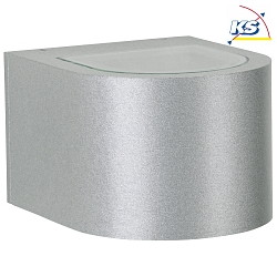 LED Auenwand-Strahler Typ Nr. 2340, Up/Down, breit/breit, Rund, IP44, 230V, 2x 3W 3000K 330lm, Glas, Silber