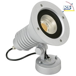 LED Auenwand-Strahler Typ Nr. 2381, IP54, 29W 3000K 4480lm 30, dreh- und schwenkbar, dimmbar, Alu-Guss / Glas, Silber matt