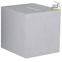 LED Auenwand-Strahler Typ Nr. 2415, Up/Down, eng/eng, Eckig, IP44, 230V, 13.4W 3000K 1200lm, Linse klar, Silber