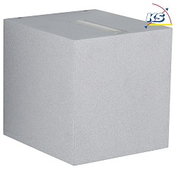 LED Auenwand-Strahler Typ Nr. 2416, Up/Down, eng/breit, Eckig, IP44, 230V, 13.4W 3000K 1200lm, Linse + Glas, Silber