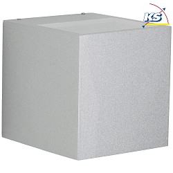 LED Auenwand-Strahler Typ Nr. 2417, Up/Down, breit/breit, Eckig, IP44, 230V, 13.4W 3000K 1200lm, Glas, Silber