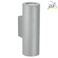 Outdoor Wall spot Type No. 2481 - 2-sided, wide/wide, IP44, 2x GU10 PAR 16 50W, rigid, cast alu / safety glass, silver