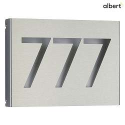 Numero civico illuminato TYPE NO 6013 3 cifre IP44, Acciaio inossidabile, Opale dimmerabile