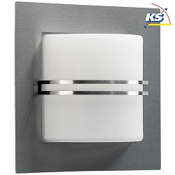 Outdoor Wall luminaire Type No. 6058, IP44, half round, 25 x 25cm, E27 QA55 max. 57W, stainless steel matt / opal
