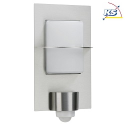 Outdoor Wall luminaire Type No. 6223 with motion detector (Type No. 6140), IP44, E27 QA55 57W, stainless steel matt / opal