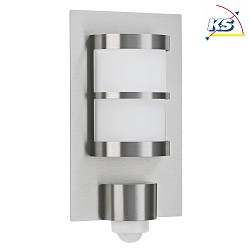 Luminaire mural d'extrieur TYPE NO 6224 semi-circulaire, avec dtecteur de mouvement E27 44, acier inoxydable mat, opale 