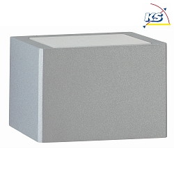 Auenwandleuchte Typ Nr. 6167, 2-seitig, eckig, IP44, Breite 15cm, G9 QT14 max. 60W, Alu-Guss / Opalglas, Silber matt