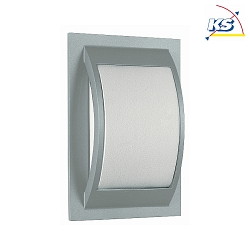 Outdoor Wall and Ceiling luminaire Type No. 6199, IP44, 20 x 30cm, E27 QA55 max. 57W, cast alu / opal glass, silver matt