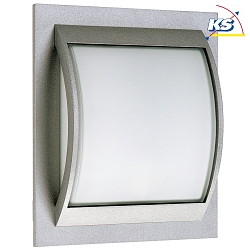 Outdoor Wall and Ceiling luminaire Type No. 6202, IP44, 26.5 x 30cm, E27 QA55 max. 57W, cast alu / opal glass, silver matt