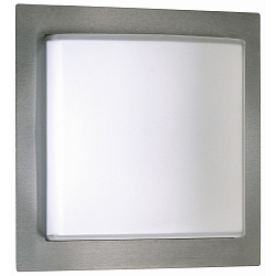 Outdoor Wall and Ceiling luminaire Type No. 6205, IP44, 26 x 26cm, arched, E27 QA55 max. 57W, stainless steel matt / glass