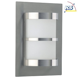 Auenwandleuchte Typ Nr. 6224, IP44, halbrund, 20 x 26cm, E27 QA55 max. 57W, Edelstahl matt / Opal