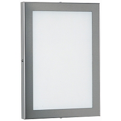 Outdoor LED Wall and Ceiling luminaire Type No. 6350, 22.5 x 32cm, IP54, 20W 2200lm, stainless steel / opal glass pane