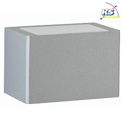 LED Auenwandleuchte Typ Nr. 6367, 2-seitig, eckig, IP44, Breite 15cm, 2x 5.8W 3000K 430lm, Alu-Guss / Opalglas, Silber matt