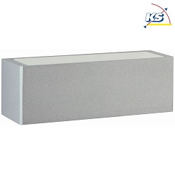 LED Auenwandleuchte Typ Nr. 6368, 2-seitig, eckig, IP44, 30cm, 2x 7.8W 3000K 580lm, Alu-Guss / Opaglas, Silber matt