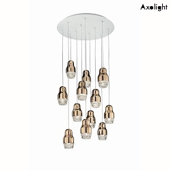 Pendant luminaire SP FEDORA 12, 12-flame, GU10, IP20, crystal glass, rose gold