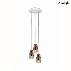 Pendant luminaire SP FEDORA 3, 3-flame, GU10, IP20, crystal glass, bronze