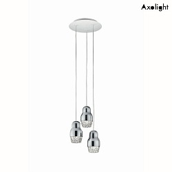 Pendant luminaire SP FEDORA 3, 3-flame, GU10, IP20, crystal glass, chrome